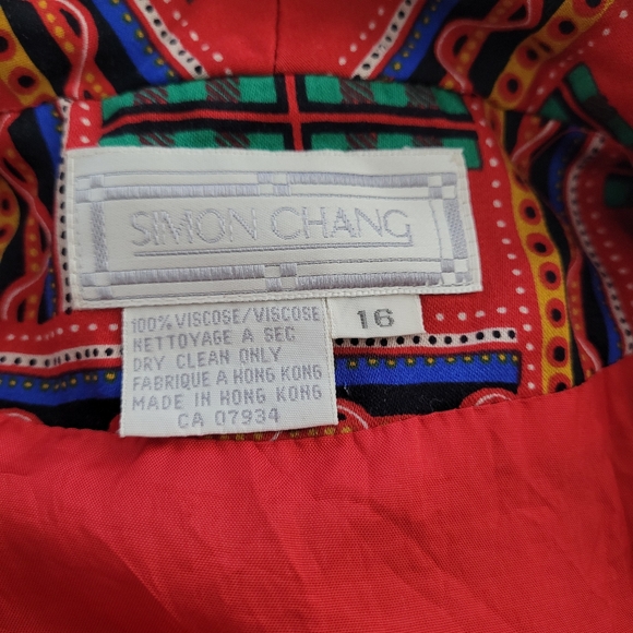 Vintage 80's Simon Chang red and green blazer in size 16 - Picture 13 of 13